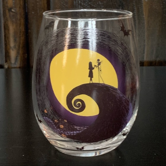 Nightmare Before Christmas Jack & Sally 20oz Tear Drop Glass - NIB - Picture 2 of 14